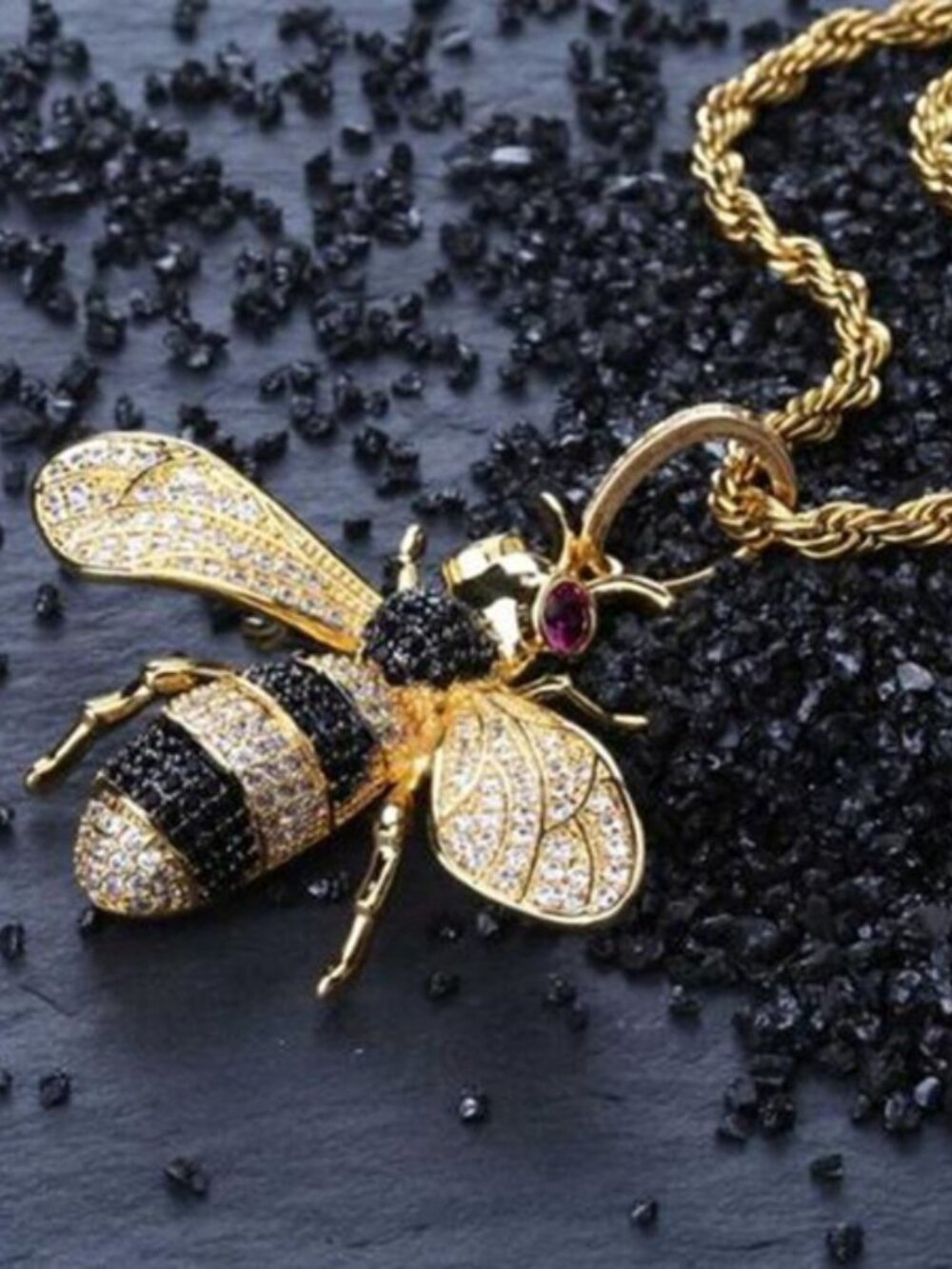Honey Bee pendant Necklace Yellow Gold Tone Beautiful Gift with Chain
